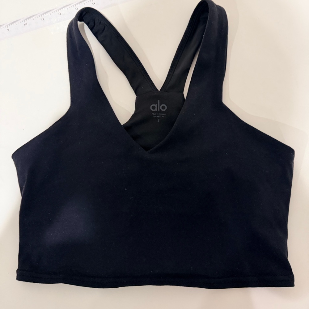 ALO Yoga Black V-Neck Sports Bra size S/P No padding